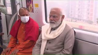 PM Shri Narendra Modi takes a ride in Kanpur Metro.
