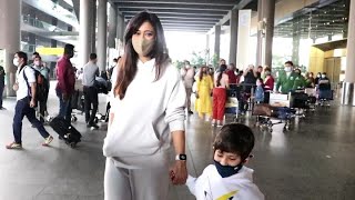 Shweta Tiwari With Son Spotted At Mumbai Airport Arrival