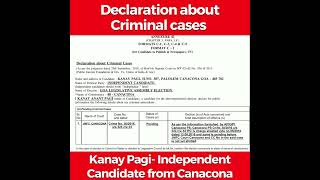 Declaration about criminal cases: Kanay Pagi- Independent candidate from Canacona