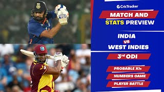 India vs West Indies - 3rd ODI, Predicted Playing XIs & Stats Preview
