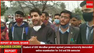 Student of GDC Mendhar protest against jammu university demanded online examination for 3rd and 5th