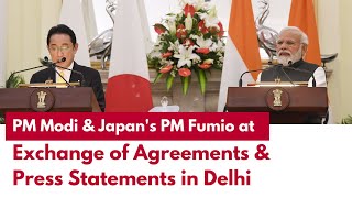 PM Modi & Japan's PM Fumio at Exchange of Agreements and Press Statements in Delhi | PMO