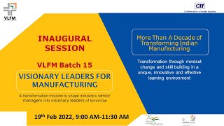 Inaugural Session, VLFM Senior Manager’s Programme, 15th Batch