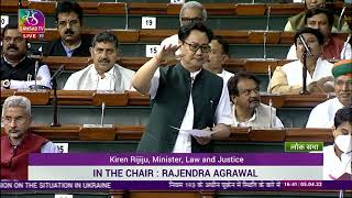 Minister Kiren Rijiju on Discussion under Rule 193 on the Situation in Ukraine in Lok Sabha.