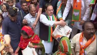 BJP National President Shri JP Nadda distributes ration bags to beneficiaries of PMGKAY in New Delhi