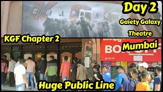 KGF Chapter 2 Movie Huge Public Line Day 2 In Hindi Version At Gaiety Galaxy Theatre In Mumbai