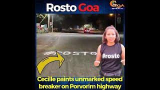 Under #RostoGoa campaign Cecille Rodrigues paints unmarked speed breaker on Porvorim Highway
