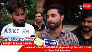 Handwara Rehbar-e-Khel & NYC Employees Stage Peaceful  protest at Chinar Park Handwara