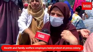 Health and family welfare employes held protest at press colony