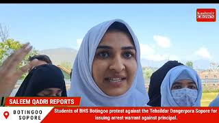Students of BHS Botingoo protest against the Tehsildar Dangerpora sopore.
