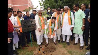 Shri JP Nadda plants a sapling on the occasion of Dr. Syama Prasad Mookerjee's Jayanti