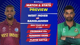 West Indies vs Bangladesh - 1st ODI Match Stats, Predicted Playing XI and Previews