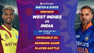 West Indies vs India - 1st ODI Match Stats, Predicted Playing XI, and Previews
