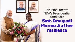 PM Modi meets NDA's Presidential candidate Smt. Droupadi Murmu Ji at her residence