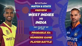 West Indies vs India - 2nd ODI Match Stats, Predicted Playing XI, and Previews
