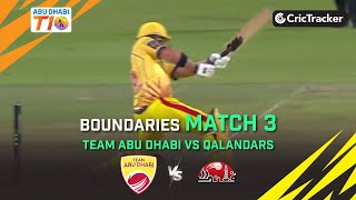 Team Abu Dhabi vs Qalandars | Match 3 Boundaries | Abu Dhabi T10 Season 3