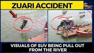 #ZuariAccident- Visuals of SUV being pulled out from the river
