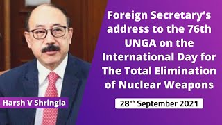 FS address to the 76th UNGA on the International Day for The Total Elimination of Nuclear Weapons