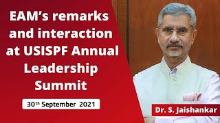 EAM’s remarks and interaction at USISPF Annual Leadership Summit ( 30th September 2021 )