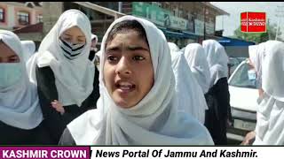 Students of Girls High School Arampora in Sopore stage protest, demand shifting School