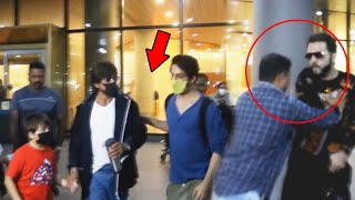 देखिये कैसे पापा Shahrukh Khan के Bodyguard बने Aryan Khan | Airport पर एक बन्दे ने तोड़ी Security