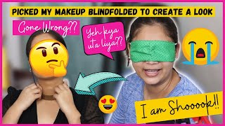 Picked up makeup BLINDFOLDED to create a Makeup Look / Blindfolded Makeup Challenge / Nidhi Katiyar