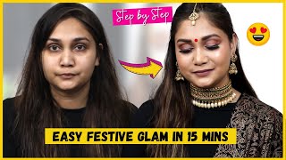 STEP by STEP Festive Makeup for Beginners /  Learn makeup in Detail /  शुरूआत से मेकअप करना सीखें
