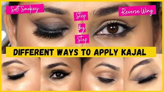 How to Apply Kajal in Different Ways | Reverse Wing Liner, Smokey eyes, everyday Looks Using Kajal