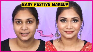 Ganesh Chaturthi Simple #Makeup Look for Beginners | Easy Glowy #FestiveMakeup | Nidhi Katiyar