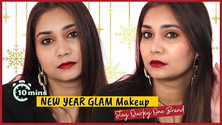 10 Mins Affordable NEW YEAR GLAM MAKEUP Using Only Stay Quirky Products | Easy New Year Makeup Look
