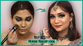 Bridal Makeup for Mehndi/Sangeet | Indian wedding Makeup for Green Saree/Lehenga
