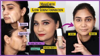 Mamaearth Glow Serum Foundation | Review & Swatches | All 7 Shades | No more CAKEY Makeup Base ??