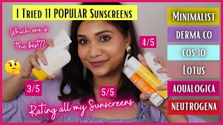 I Tried 11 POPULAR Sunscreens & Rated Them | Best Sunscreen in India | Minamilist, DermaCo, CosIQ