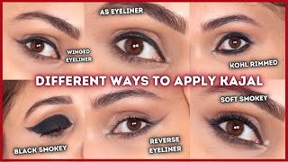 How to Apply Kajal in Different Ways | Kohl rimmed/smokey eyes/eyeliner/everyday Looks Using Kajal