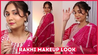 Rakhi Makeup Look Using Affordable Makeup | Pink Outfit Raksha Bandhan Makeup Look | Nidhi Katiyar