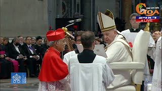 #ProudMoment-   Pope Francis places the red biretta on the cardinal Ferrao, gave him his ring