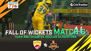 Team Abu Dhabi vs Deccan Gladiators | Match 6 Fall of Wickets | Abu Dhabi T10 Season 4