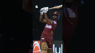 Nicholas Pooran tries to take on Overton but is caught at long-on.