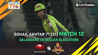 Abu Dhabi T10 League| Qalandars vs Deccan Gladiators | Sohail Akhtar's Blasting 71(31)
