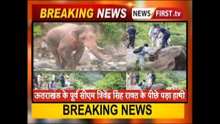 पूर्व सीएम त्रिवेंद्र सिंह रावत के पीछे पड़ा हाथी
