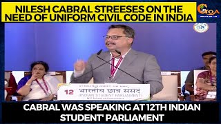 Nilesh Cabral stresses on the need of Uniform Civil Code in India