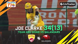 Team Abu Dhabi vs Qalandars | Joe Clarke 34(13) | Match 8 | Abu Dhabi T10 League Season 4