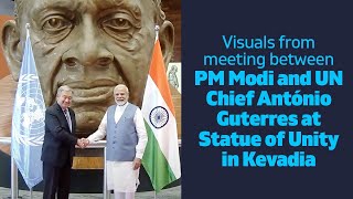 Visuals from meeting between PM Modi and UN Chief António Guterres at Statue of Unity in Kevadia