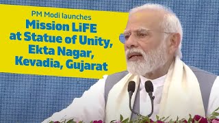 Prime Minister Narendra Modi launches Mission LiFE at Statue of Unity, Ekta Nagar, Kevadia, Gujarat