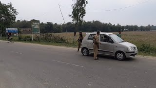 Police cheking in Lakhimpur Charaimaria