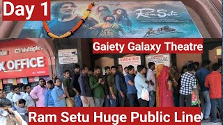 Ram Setu Movie Huge Public Line Day 1 At Gaiety Galaxy Theatre In Mumbai