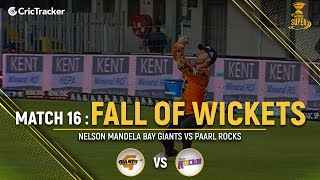Nelson Mandela Bay Giants vs Paarl Rocks | Fall of Wickets | Match 16 | Mzansi Super League