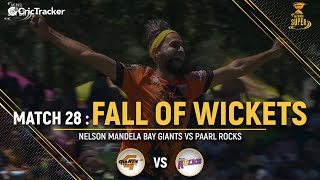Nelson Mandela Bay Giants vs Paarl Rocks | Fall of Wickets | Match 28 | Mzansi Super League
