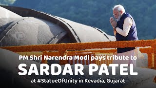 PM Shri Narendra Modi pays tribute to Sardar Patel at #StatueOfUnity in Kevadia, Gujarat.