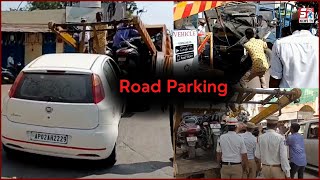 Police In Action For Parking Vehicles At No Parking On Roads | Goshamahal Hyderabad | SACH NEWS |